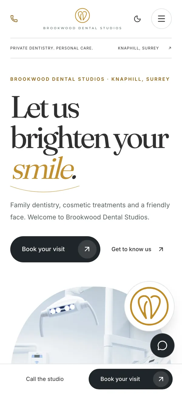 Brookwood homepage on a phone